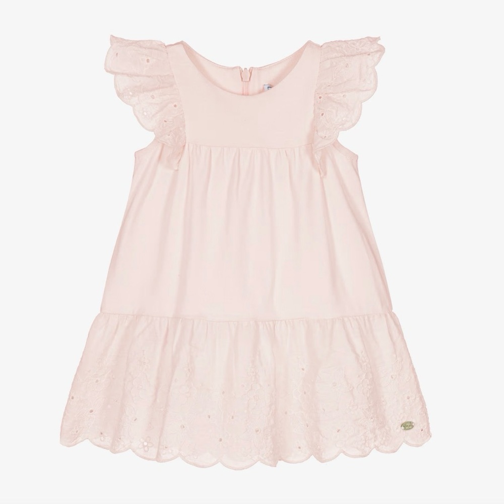 Tartine et Chocolat Pale Pink Girls' Dress with Eyelet Detail